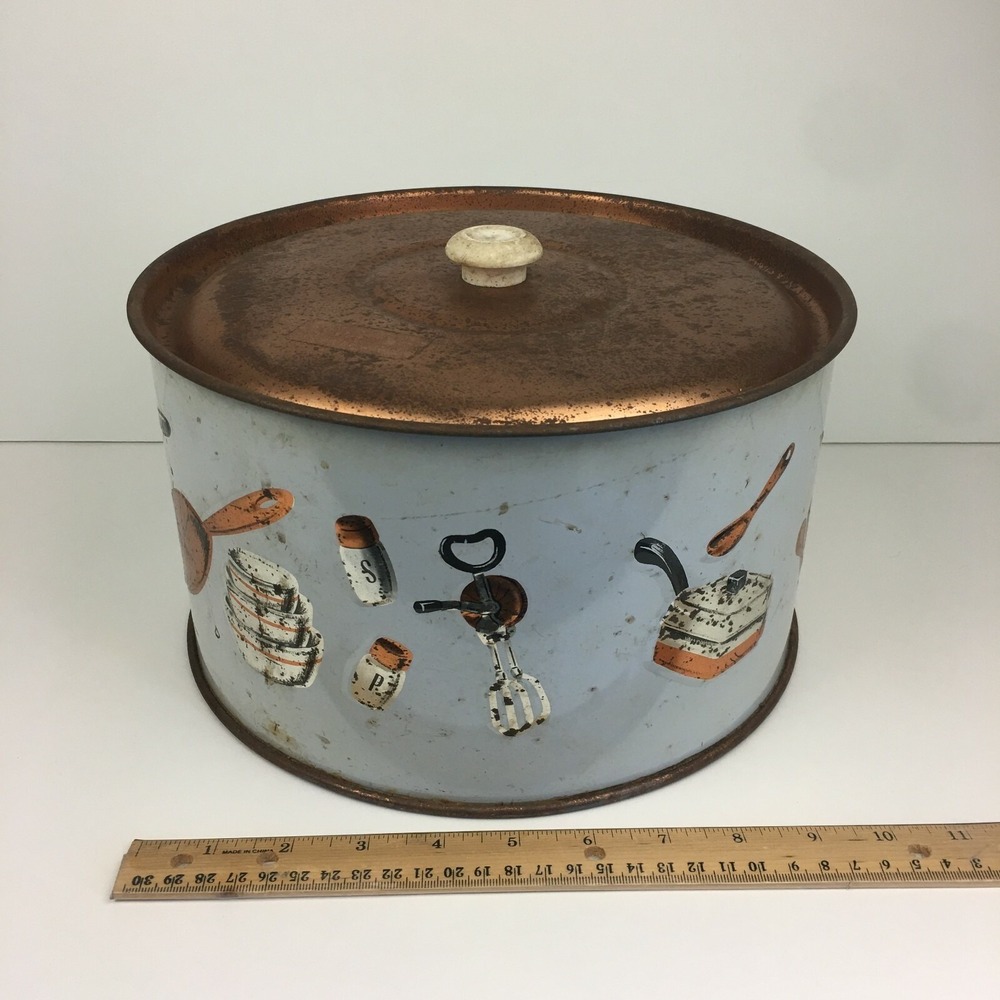 Weibro‎ Chicago USA Lid Only Cake Cover Retro Vtg Copper White Color Rustic READ